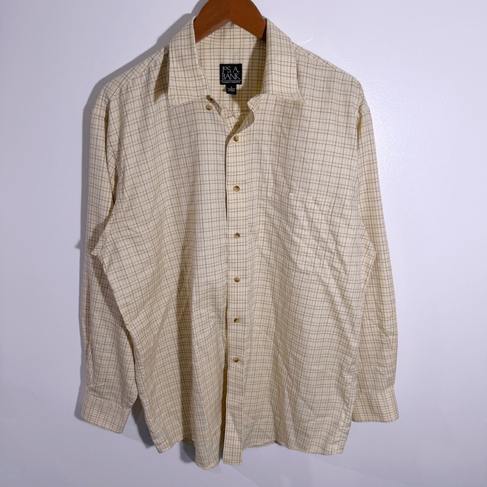 Jos. A. Bank Traveler's Collection 100% Cotton Yellow Button Down Shirt Size L